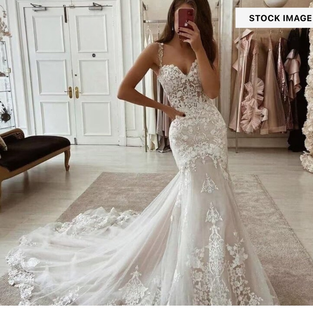 Women’s Tulle Lace Beach wedding dress for bride. Chiffon Boho/ Bohemian size 12